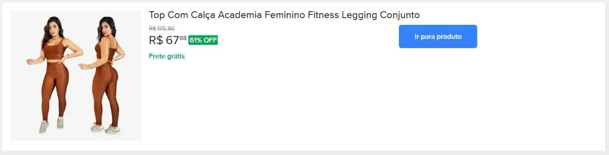 Top Com Calça Academia Feminino Fitness Legging Conjunto