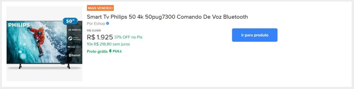 Smart Tv Philips 50 4k 50pug7300 Comando De Voz Bluetooth