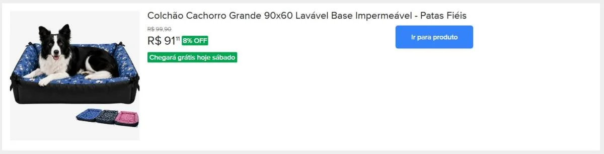 Colchão Cachorro Grande 90x60 Lavável Base Impermeável - Patas Fiéis