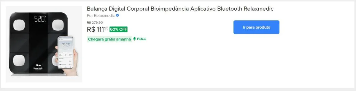 Balança Digital Corporal Bioimpedância Aplicativo Bluetooth Relaxmedic