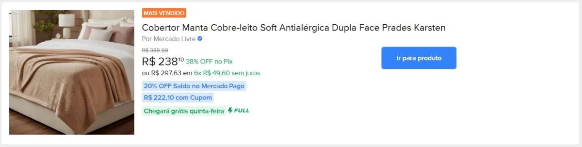 Cobertor Manta Cobre-leito Soft Antialérgica Dupla Face Prades Karsten